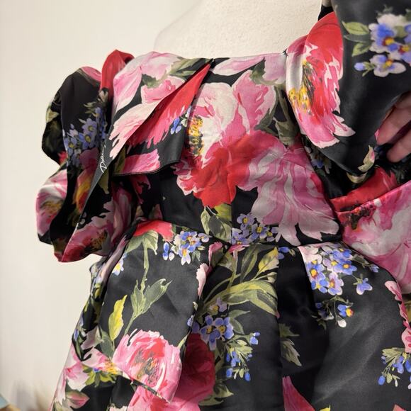 Dolce & Gabbana Runway Dark Floral Ruffle Mini Dress NWT IT 38 US 2 Romantic - Picture 6 of 16